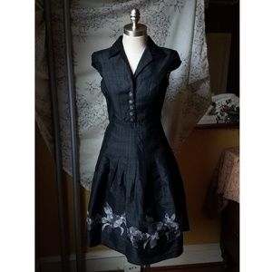Vintage Black Silk 50's Dress